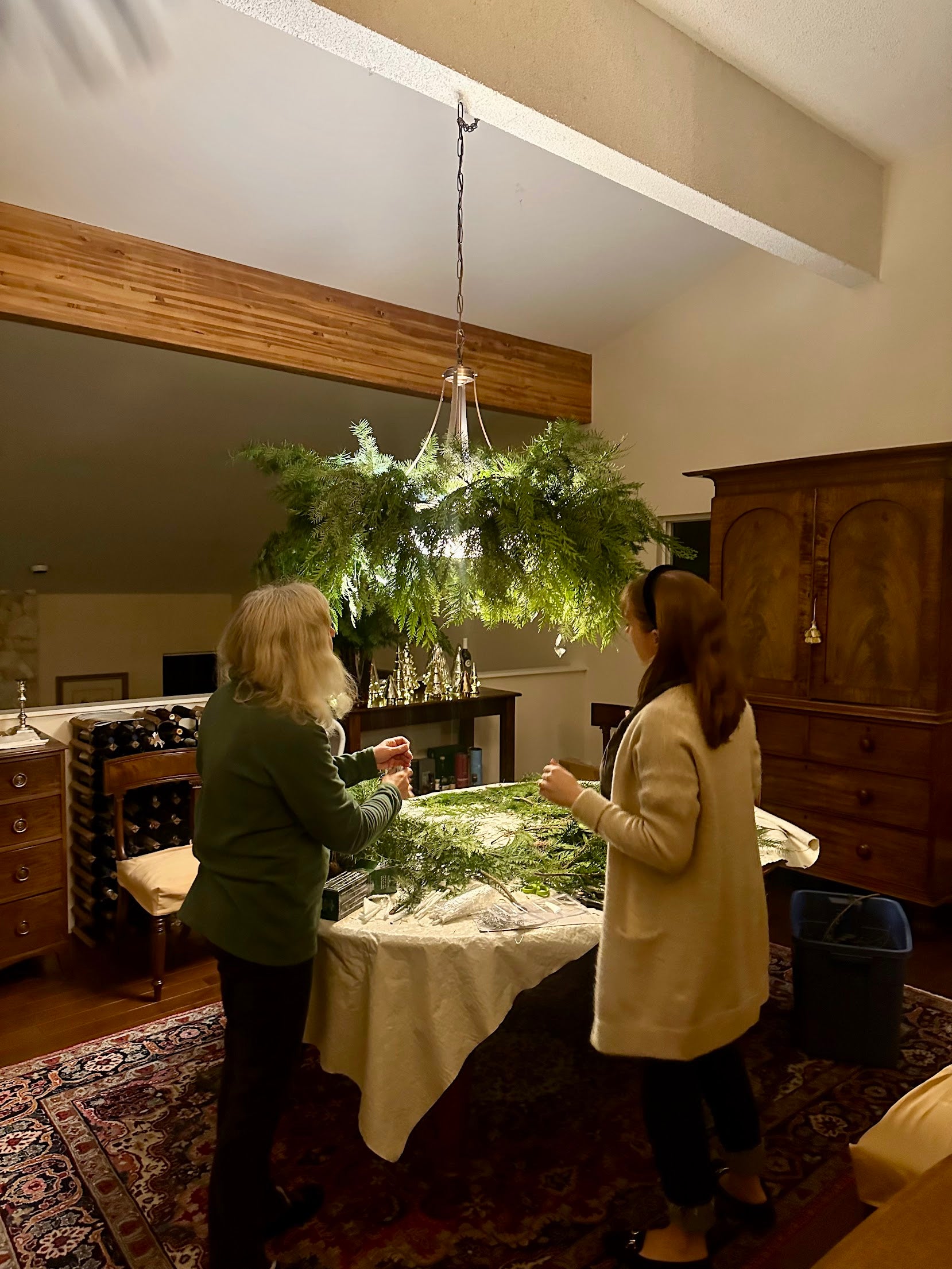 Greenery Chandelier Dinner Party