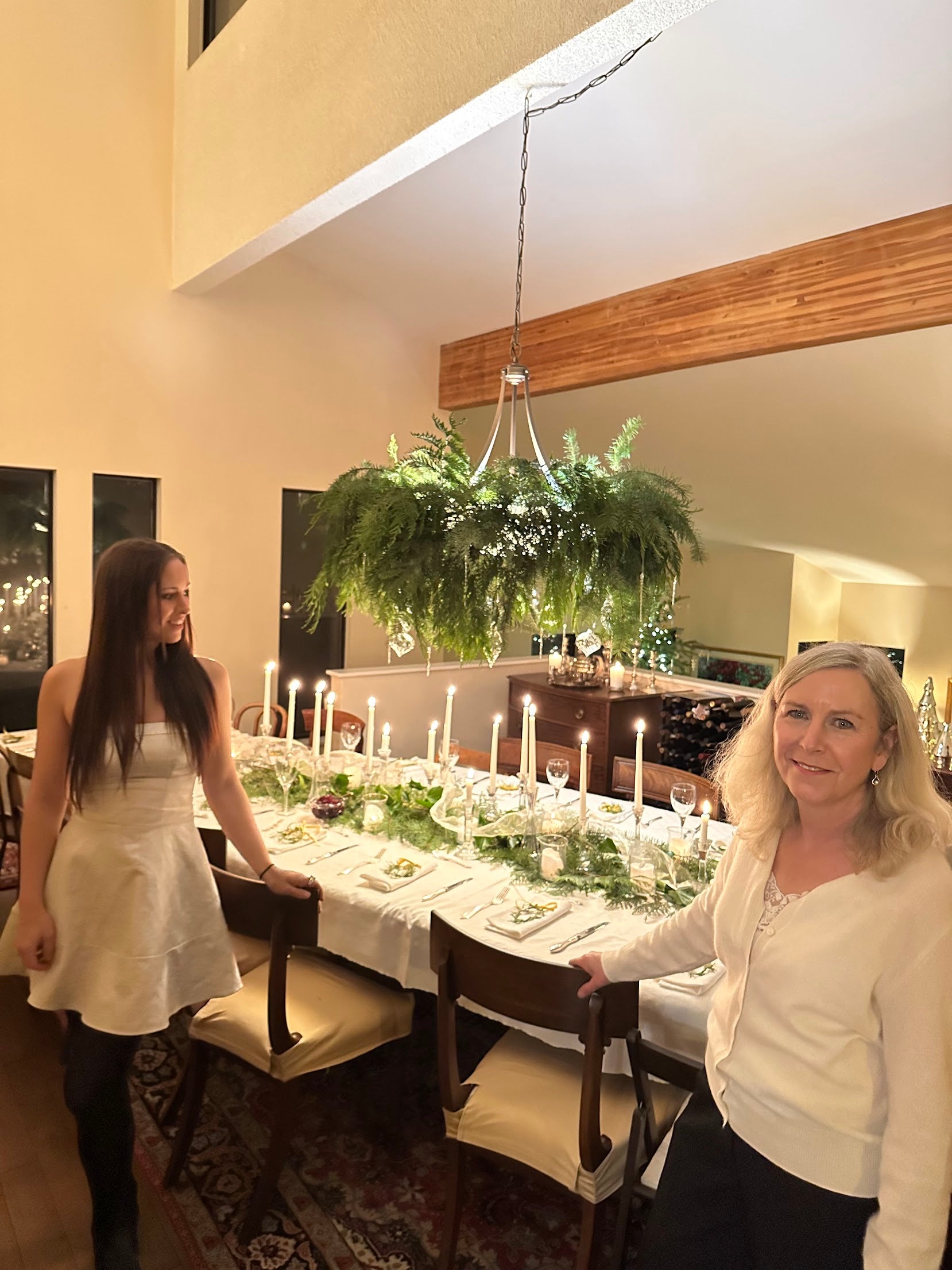 Greenery Chandelier Dinner Party