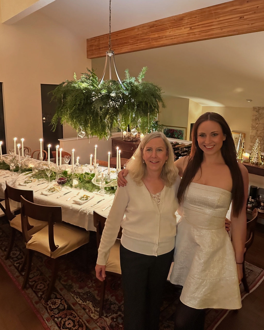 Greenery Chandelier Dinner Party
