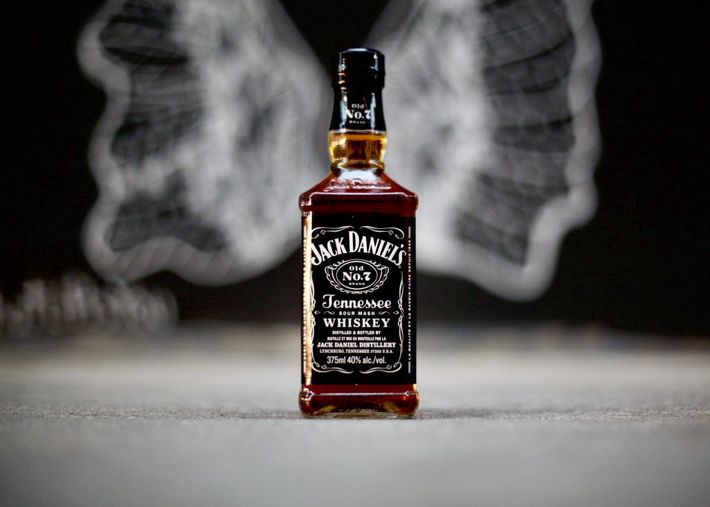 Jack Daniel's Tennessee Whiskey bottle with a blurred background
